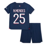 Paris Saint-Germain Nuno Mendes #25 Hemmatröja Barn 2023-24 Kortärmad (+ Korta byxor)